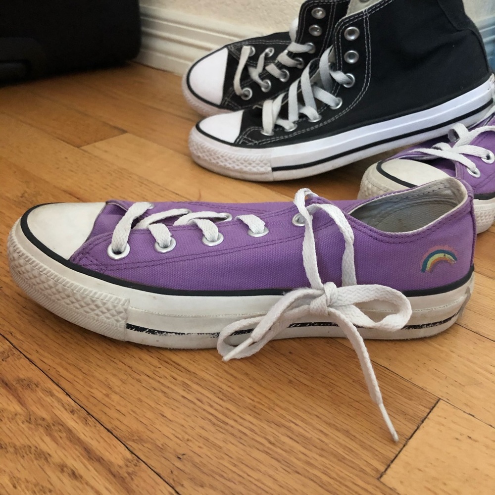 Worn once!! Purple all star low top converse